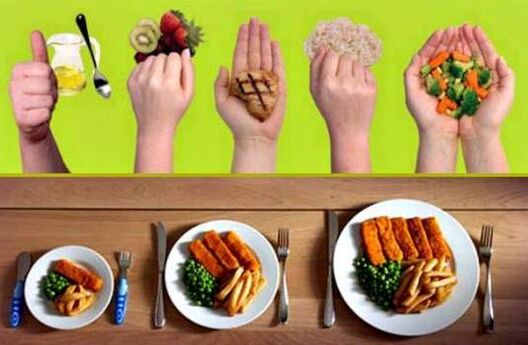 Porcións pequenas de alimentos consumidos para a perda de peso